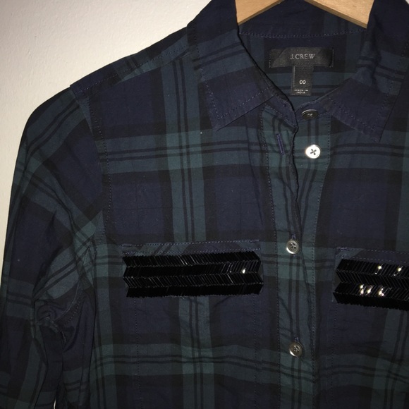 J. Crew Beaded Chevron Popover In Plaid - Picture 8 of 16